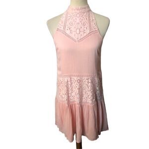 Gianni Bini Blush Pink  Halter Strapless Lace Overlay Dress - Size XS